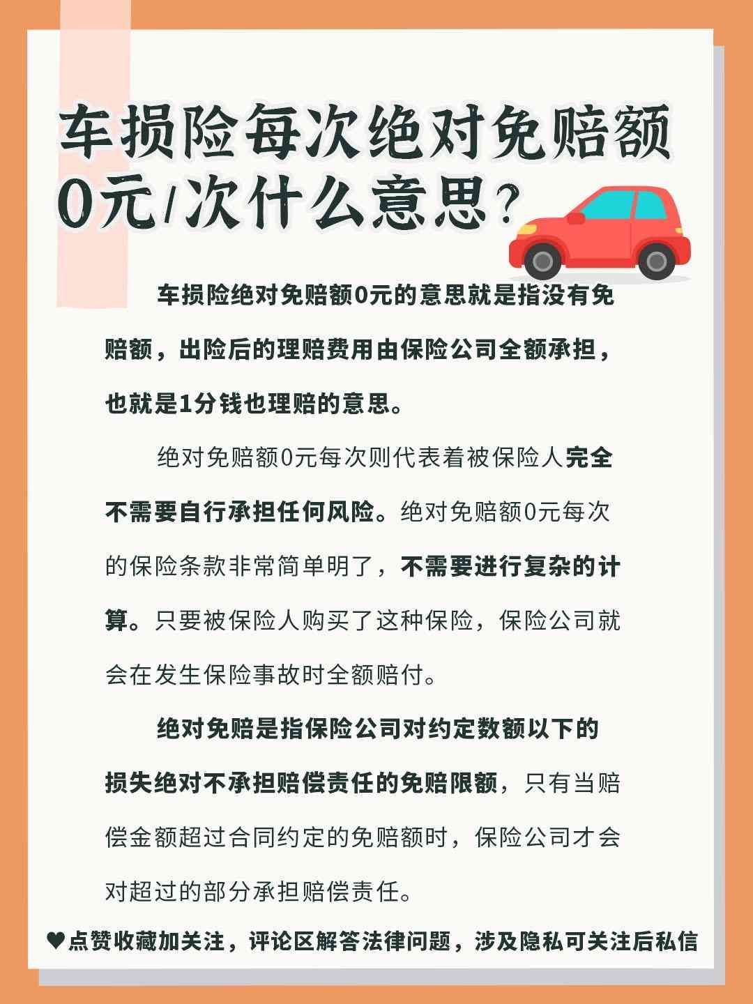 车损险每次绝对免赔额0元/次什么意思？(图1)