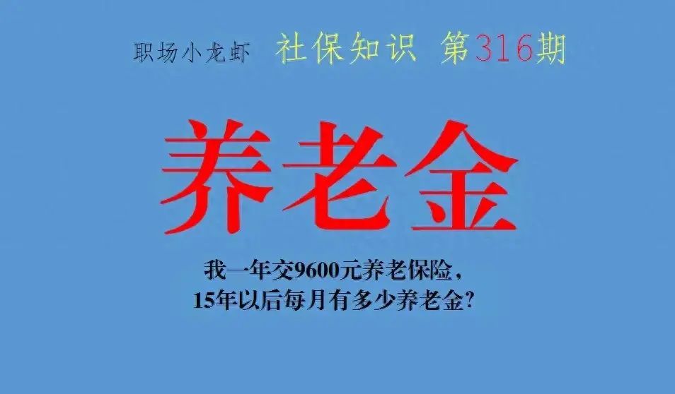 养老险交满15年每月领多少钱（退休别再为钱发愁！一年交9600元养老保险，15年后每月稳定养老金）(图1)