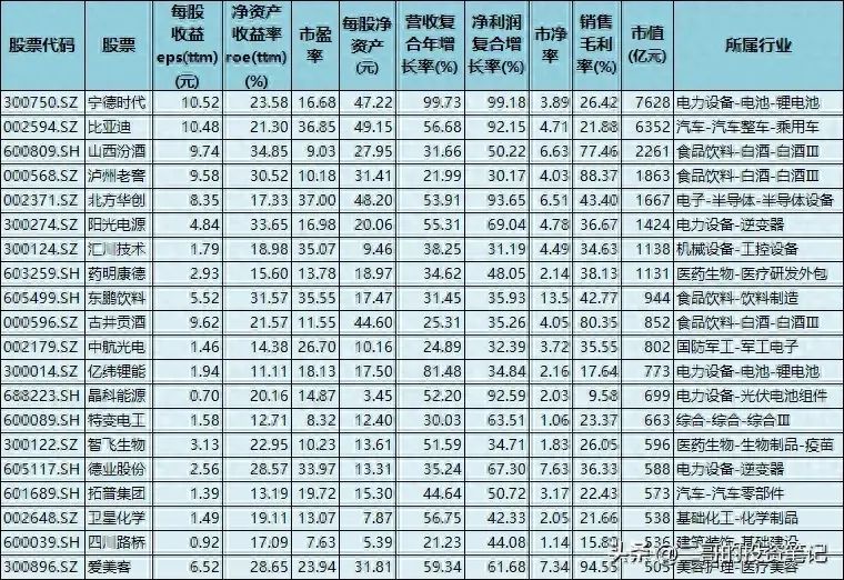 白马股票有哪些（100只白马龙头股，创收能力超强，净资产收益ROE超高，业绩暴增）(图1)