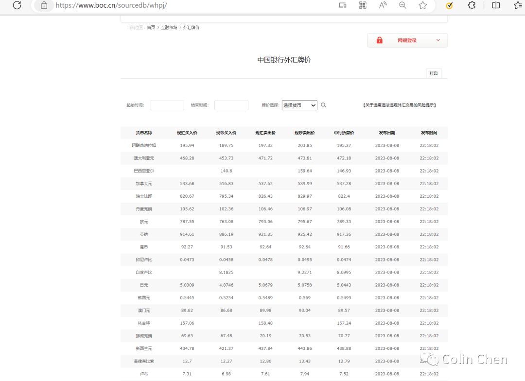 外汇牌价今日最新中国银行（Power Query 案例实操：爬取中行外汇即时牌价）(图1)